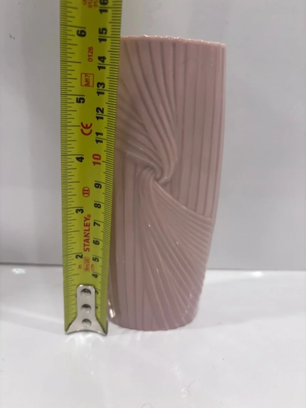 Vintage Avon pink ceramic vase 6” mid century modern style